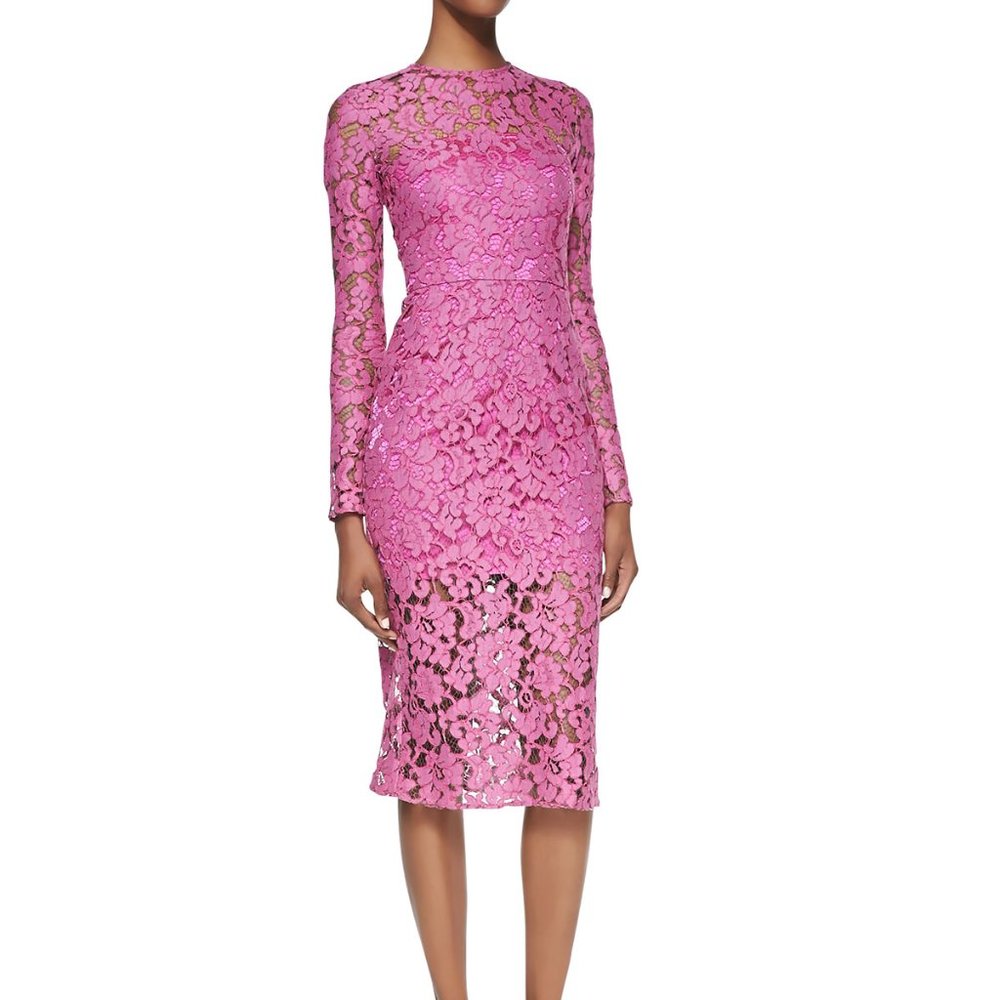 Alexis Pink Belarus Long-sleeve Orchid Lace Dress